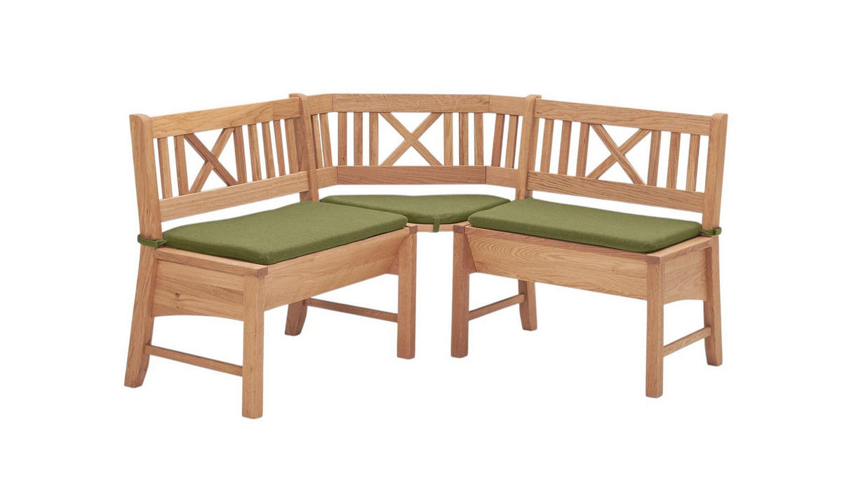 ECKBANK Deborah 177 x 177 x 87 Massivholz Buche lackiert/Grün - Buchefarben/Grün, Holz (177/177cm) - 58aufmkessel