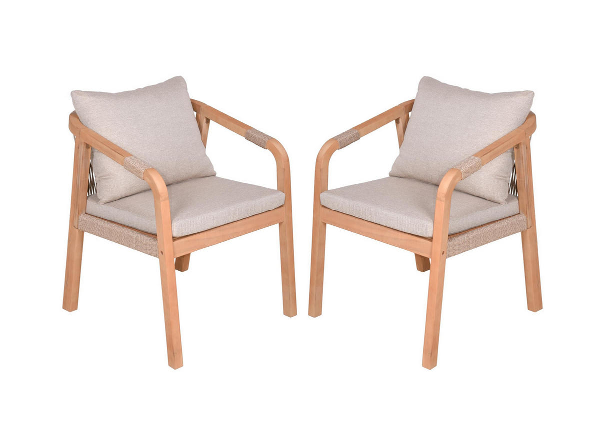 GARTENSTUHL 2er Set Durham Gartenstühle - Hellbraun, Holz (59/75/63.5cm) - DELUKE