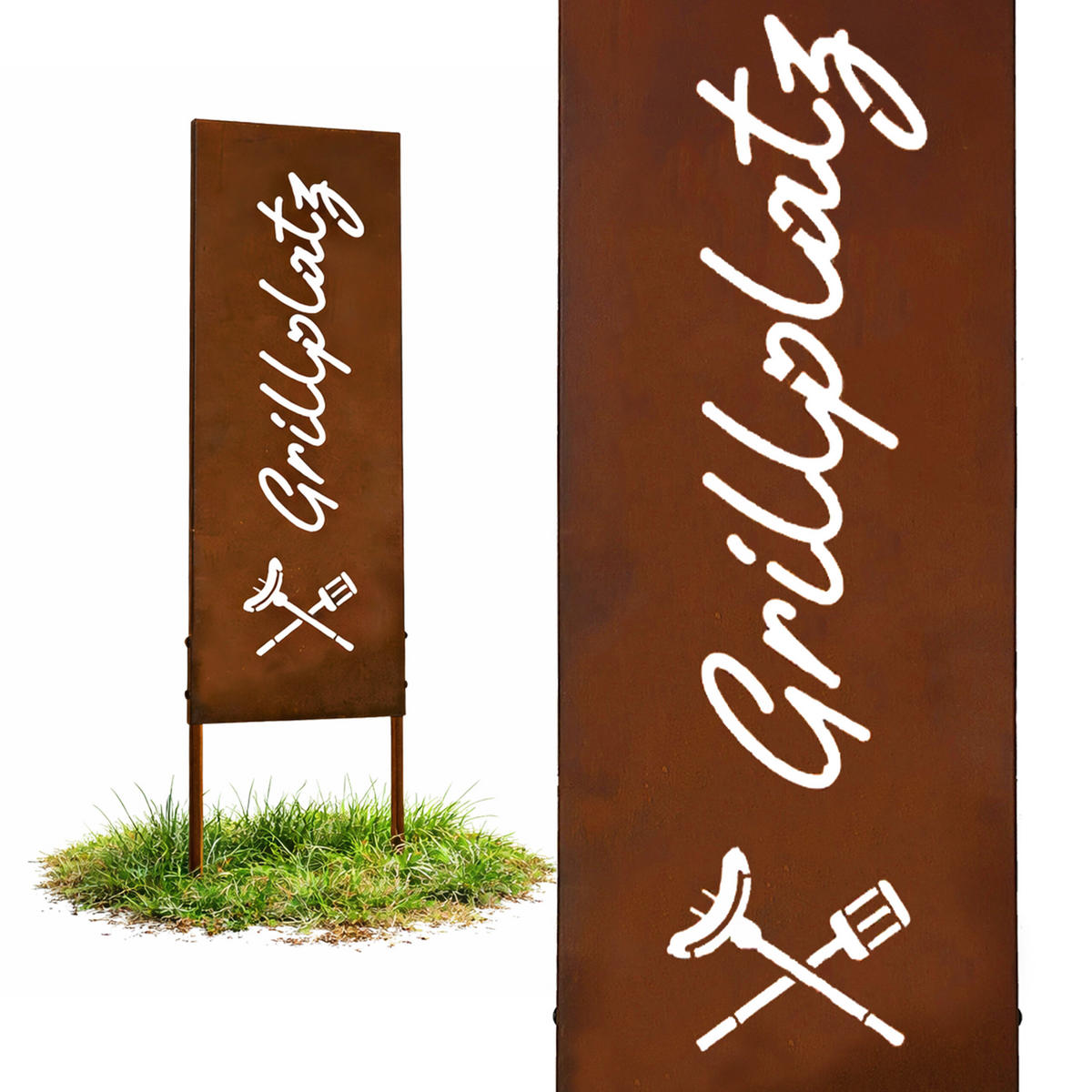 EDELROST-GARTENDEKO - Braun, Metall (1.5cm) - Relaxdays