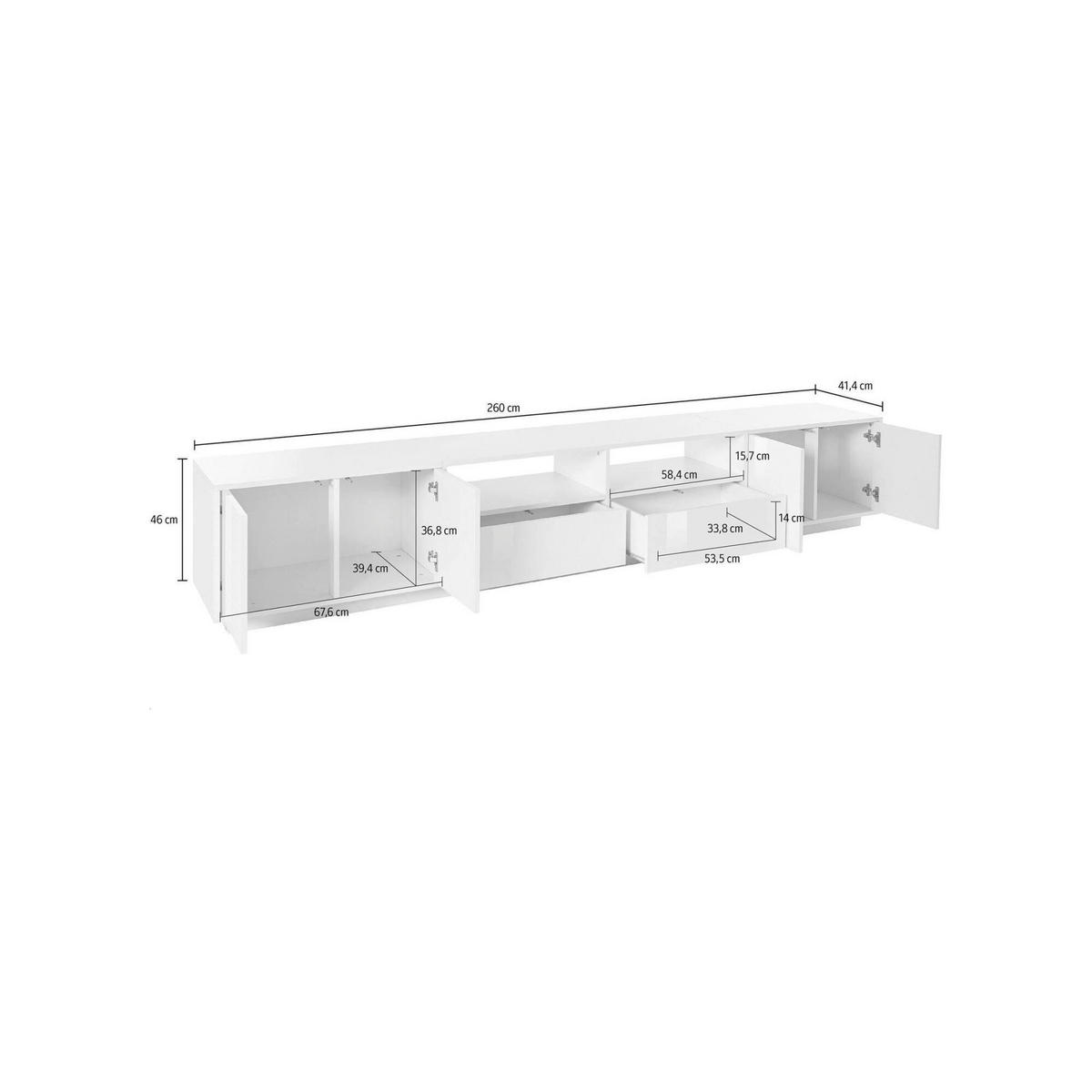 FERNSEHSCHRANK Glänzendes Weiß 41/260/46 cm - Weiß, Holzwerkstoff (260/46/41cm) - DMORA