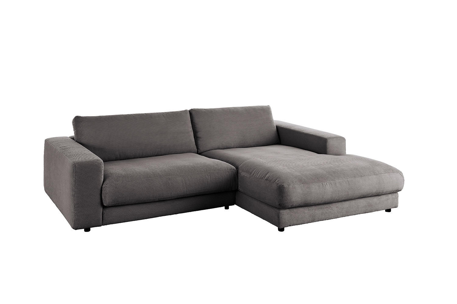 ECKSOFA MADELINE Grau Cord - Schwarz/Grau, Kunststoff/Textil (270/190cm) - KAWOLA