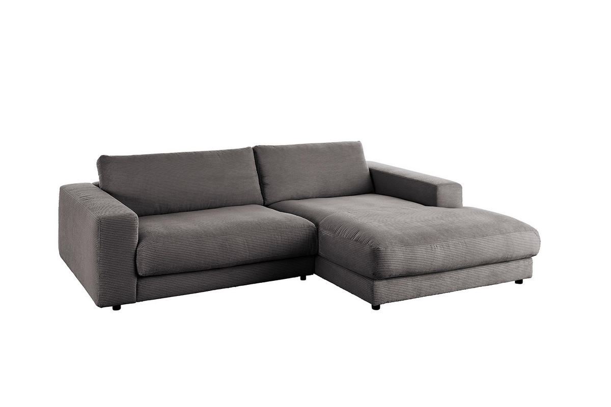 ECKSOFA MADELINE Grau Cord - Schwarz/Grau, Kunststoff/Textil (270/190cm) - KAWOLA