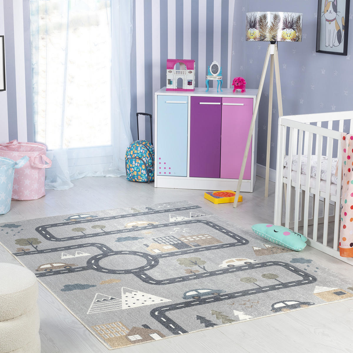 KINDERTEPPICH Maschinenwaschbar 120x170 cm Grau - Grau, Naturmaterialien/Textil (120/170cm) - LIVABLISS