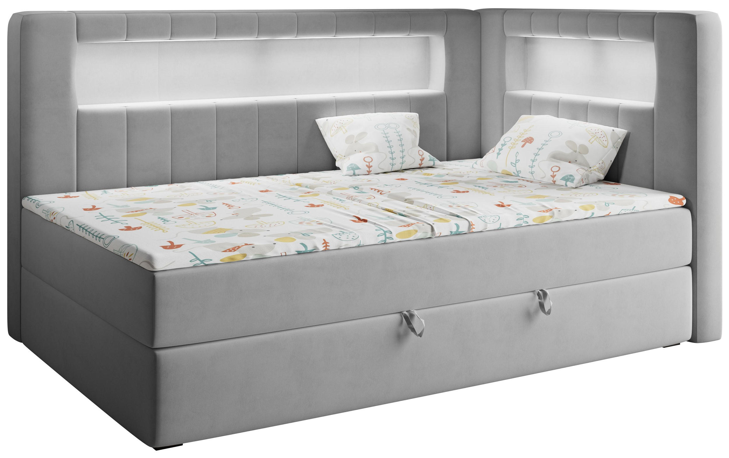 BOXSPRINGBETT JUNIOR GOLD 3 90/200 Grau - rechte Seite - Grau, Holz/Textil (90/200cm) - MKS