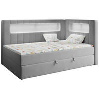 BOXSPRINGBETT JUNIOR GOLD 3 90/200 Grau - rechte Seite - Grau, Holz/Textil (90/200cm) - MKS