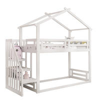 ETAGENBETT 90/200 cm mit Hausdesign, Sicherheitsleiter und Stauraumregal, Weiß - Weiß, Holzwerkstoff (90/200cm) - Redom