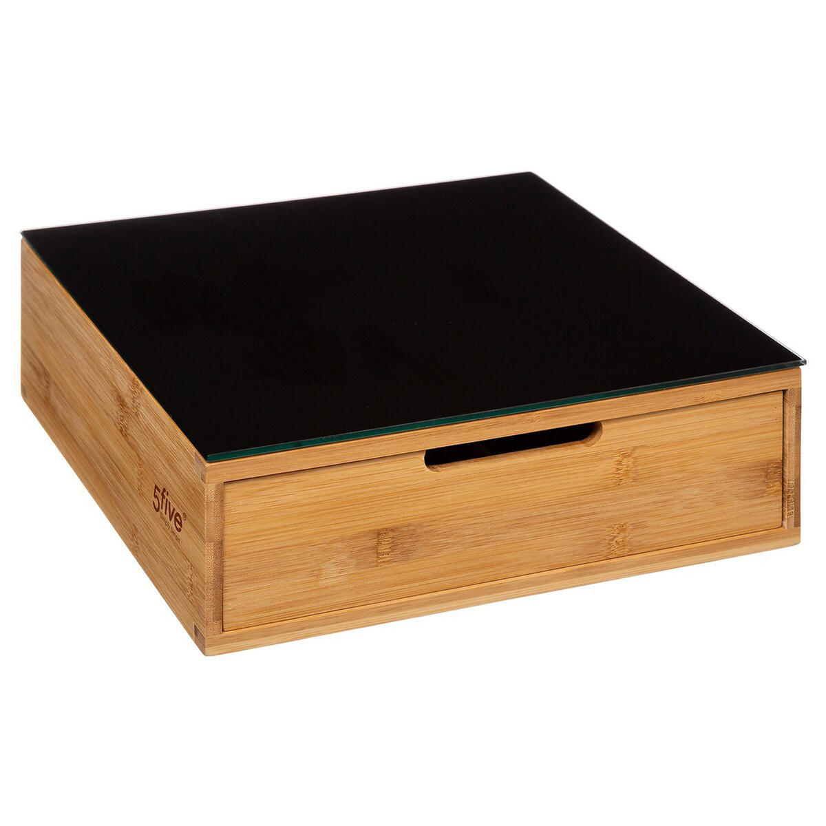 KAFFEEKAPSEL-REGAL mit Schublade, Holz mit Glasplatte - Schwarz, Holz - 5five Simply Smart