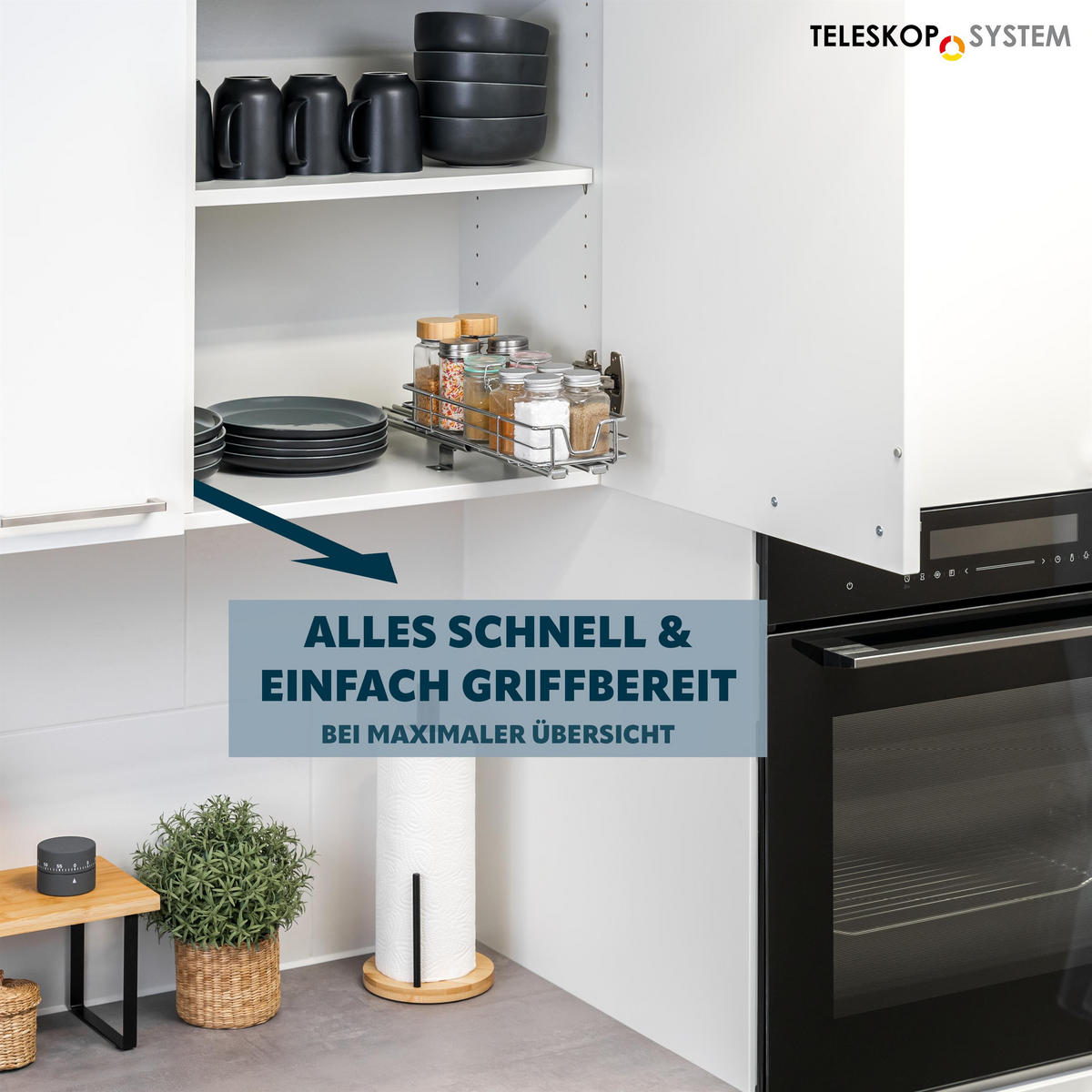 TELESKOP-GEWÜRZREGAL ausziehbar mit Einlegeboden aus verchromtem Metall - Chromfarben, Metall (11.5/8/29cm) - bremermann