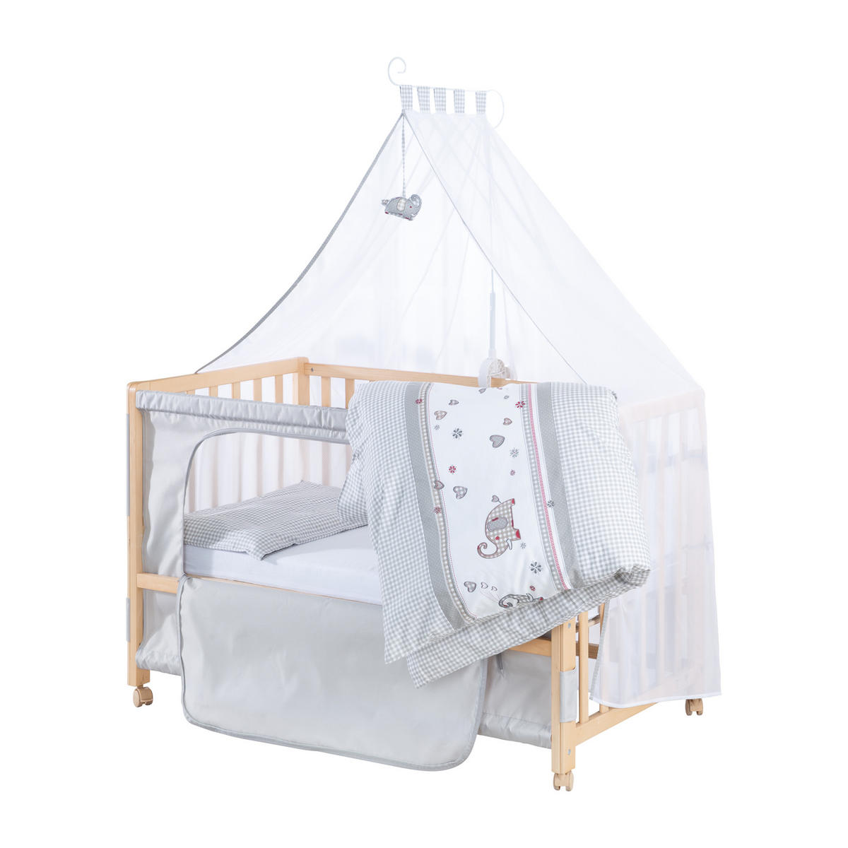 BABYBETT Jumbo twins grau 4er-Set 60 x 120 cm - Naturfarben, Holzwerkstoff (60/120cm) - Roba