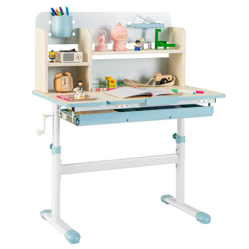 KINDERSCHREIBTISCH Höhenverstellbarer blau - Blau, Metall (80/88/51cm) - COSTWAY