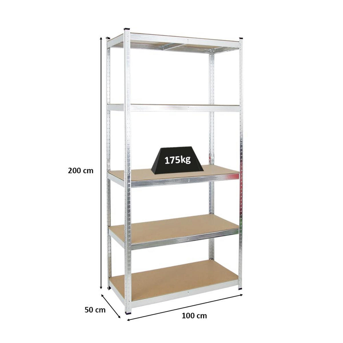 SCHWERLASTREGAL Giant Ragnar 200x100x50 cm Fachlast 175 kg Verzinkt - Silberfarben, Metall (100/200/50cm) - PROREGAL