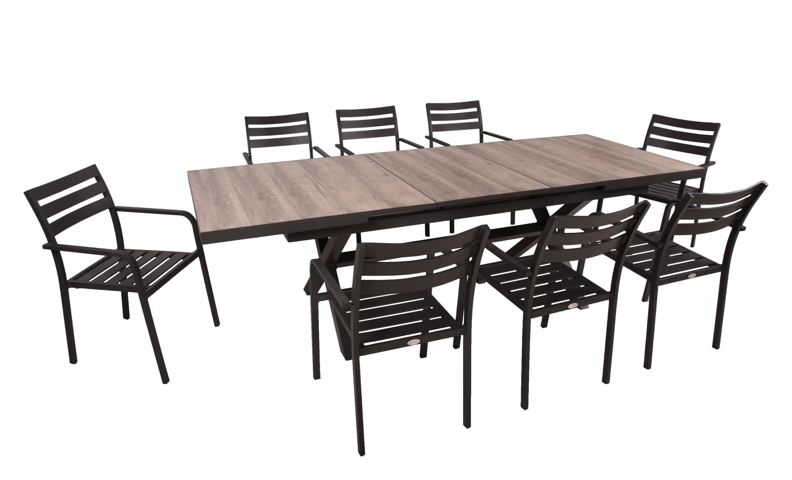 GARTEN-SITZGRUPPE Joana 9-teilig Gartenmöbel-Set - Schwarz, Metall - DELUKE