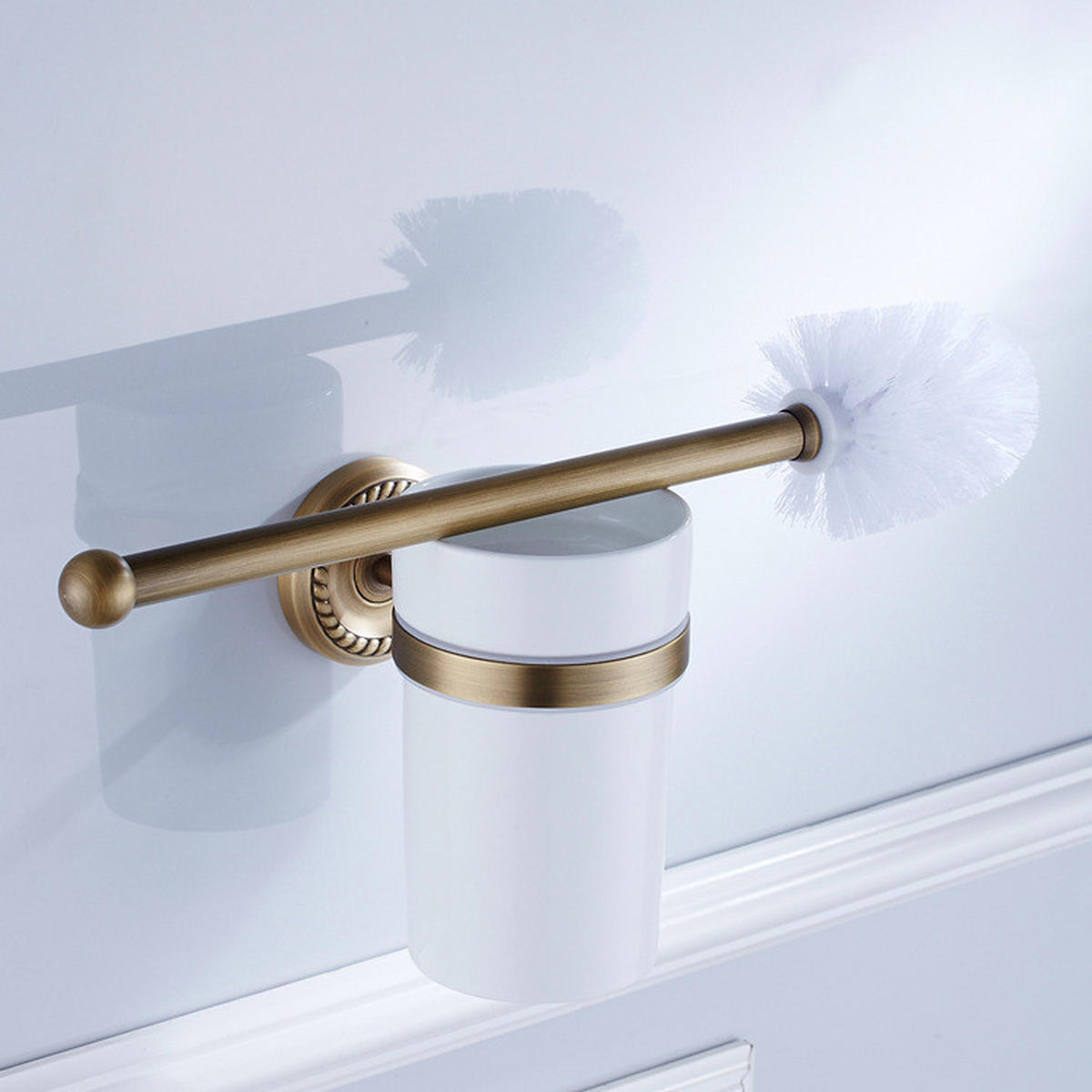 TOILETTENBÜRSTENHALTER – Vintage-Gold (17 x 10,5 x 36,5 cm) - Goldfarben, Metall (14/37/9cm)