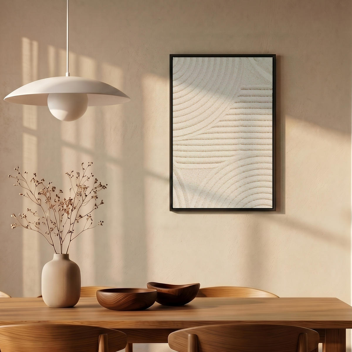 LEINWAND Bilder mit Rahmen - Muster - Abstrakt - Weiß - 40x60 - Beige, Textil (40/60cm) - MuchoWow