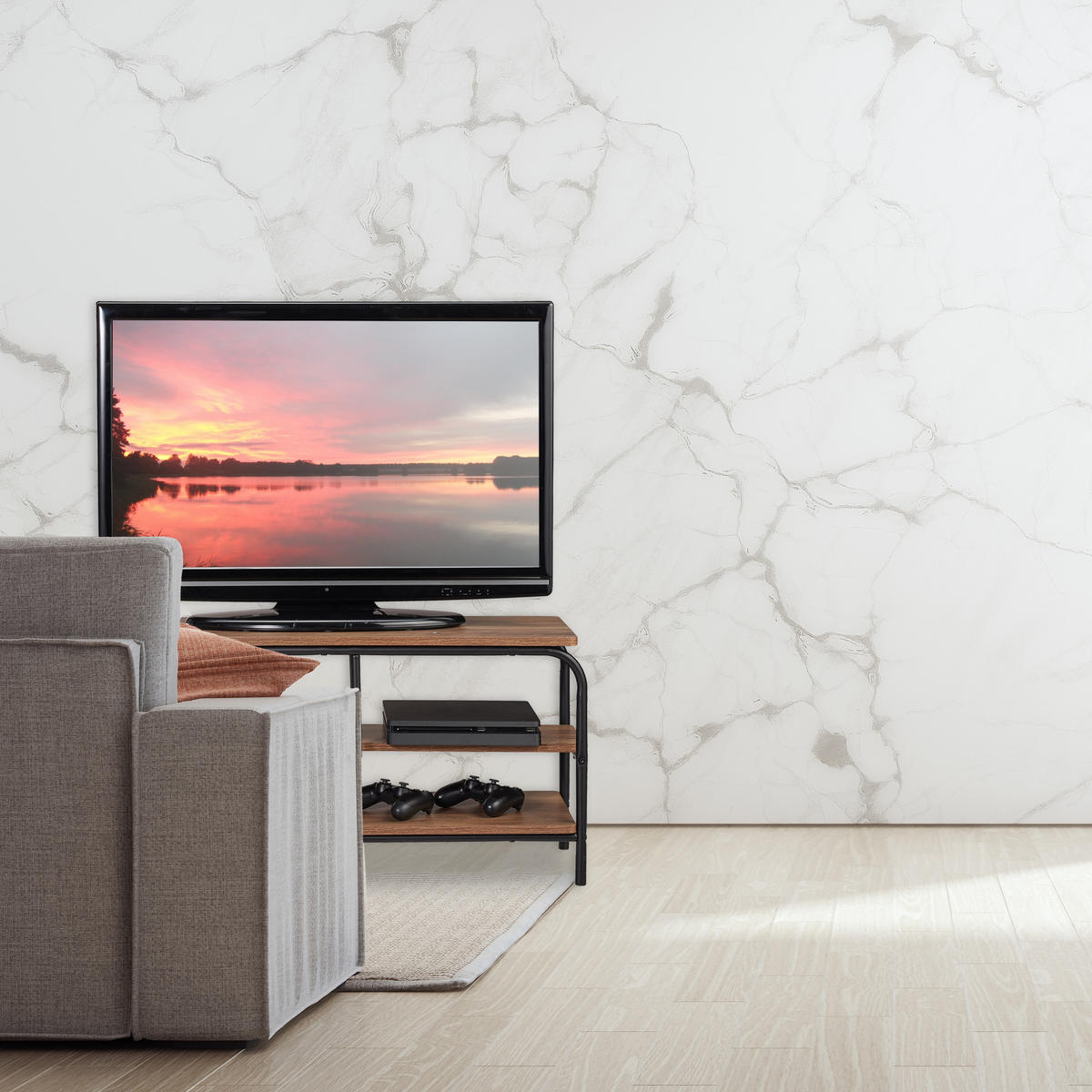 TV-ELEMENT - Braun, Holzwerkstoff/Metall (90/43/35cm) - Relaxdays
