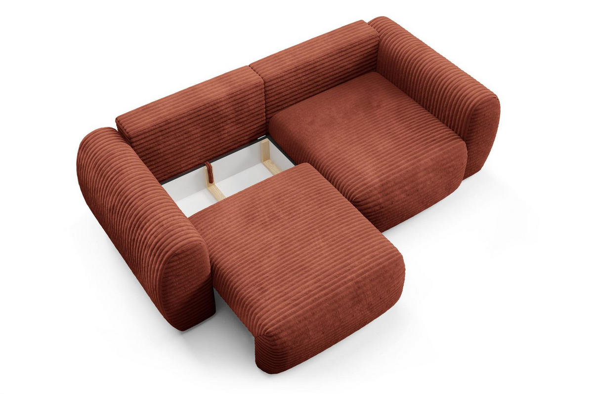 SCHLAFSOFA Simone - Rotbraun, Holzwerkstoff/Textil (266/95/110cm) - Fun Möbel