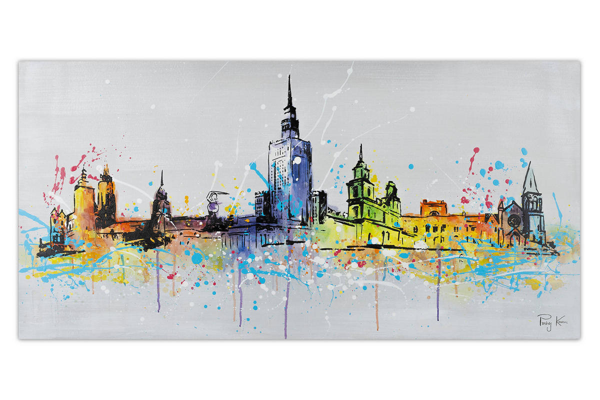 RUČNE MAĽOVANÝ AKRYLOVÝ OBRAZ 120/60 cm, viacfarebný, krajinný motív - viacfarebná, drevo/textil (120/60cm) - KUNSTLOFT