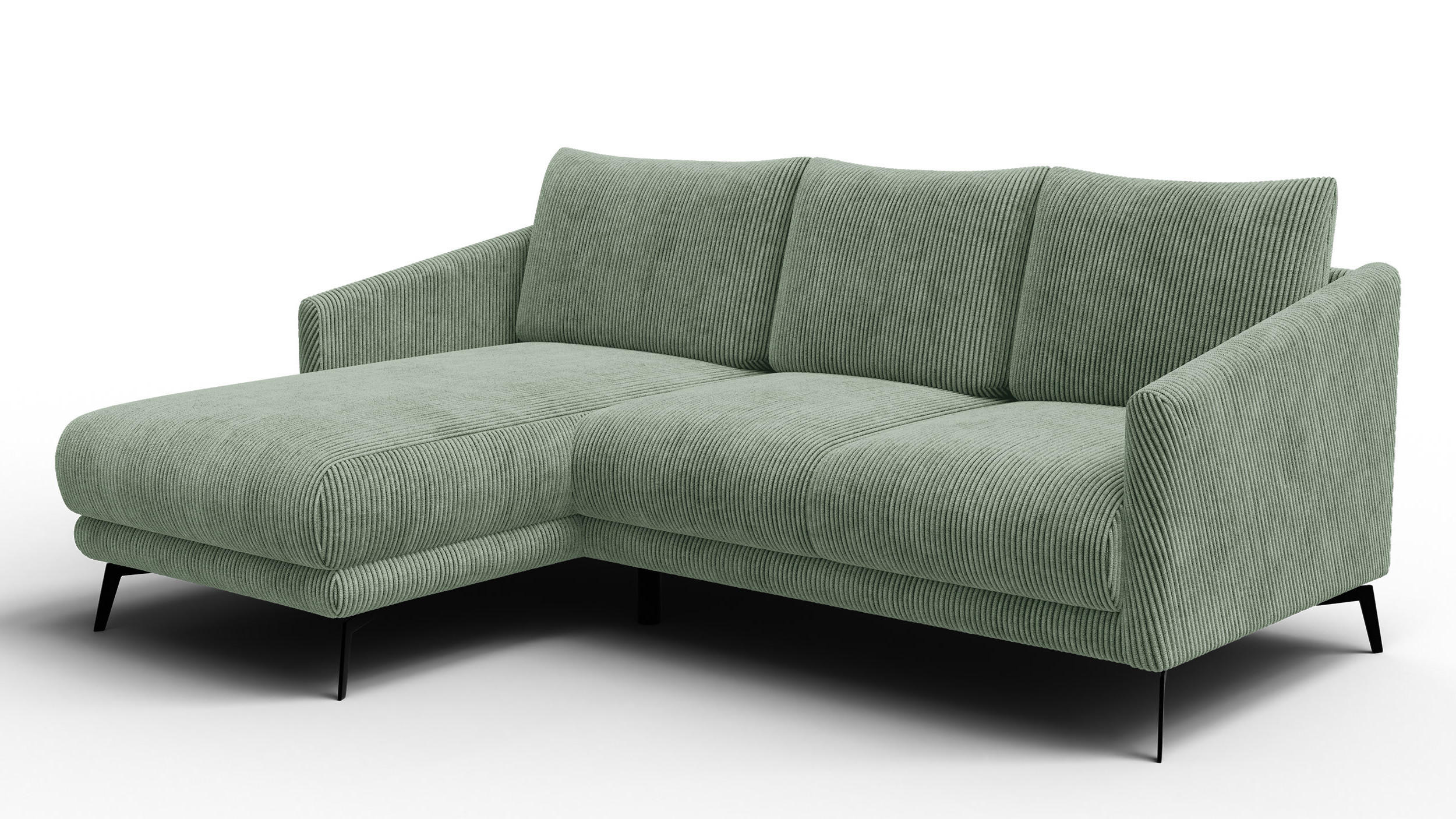 ECKSOFA VILT 3-Sitzer, mint - Schwarz/Mintgrün, Holzwerkstoff/Textil (221/156cm) - Courtois Laville
