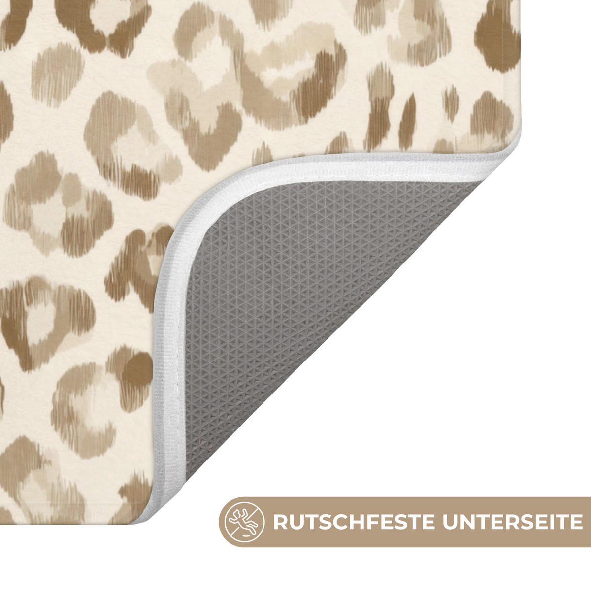 KOUPELNOVÁ PŘEDLOŽKA Leopard - Classic - Béžová 60x120 cm - světle hnědá, textil/plast (60/120cm)