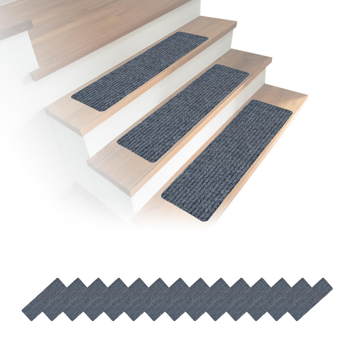 16XSTUFENMATTEN - Grau, Kunststoff/Textil (20/65/0.75cm) - Relaxdays