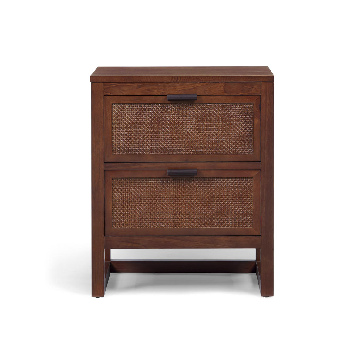 NACHTTISCH, 2 Schubladen, Rattan Front, 51cm, Braun - Braun, Holz (51/61/41cm) - Teamson Home