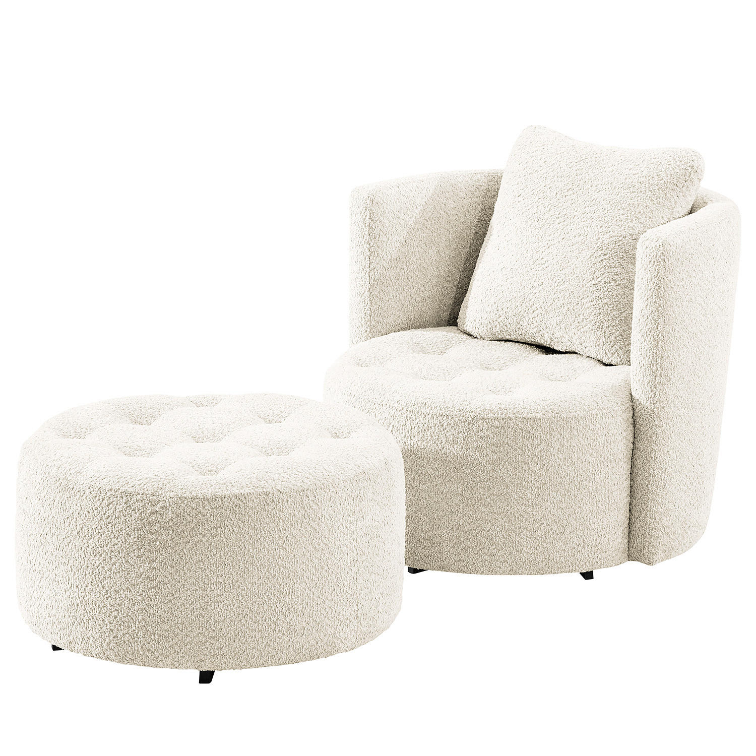 SESSEL - Schwarz/Weiß, Textil (65/65/40cm) - home24