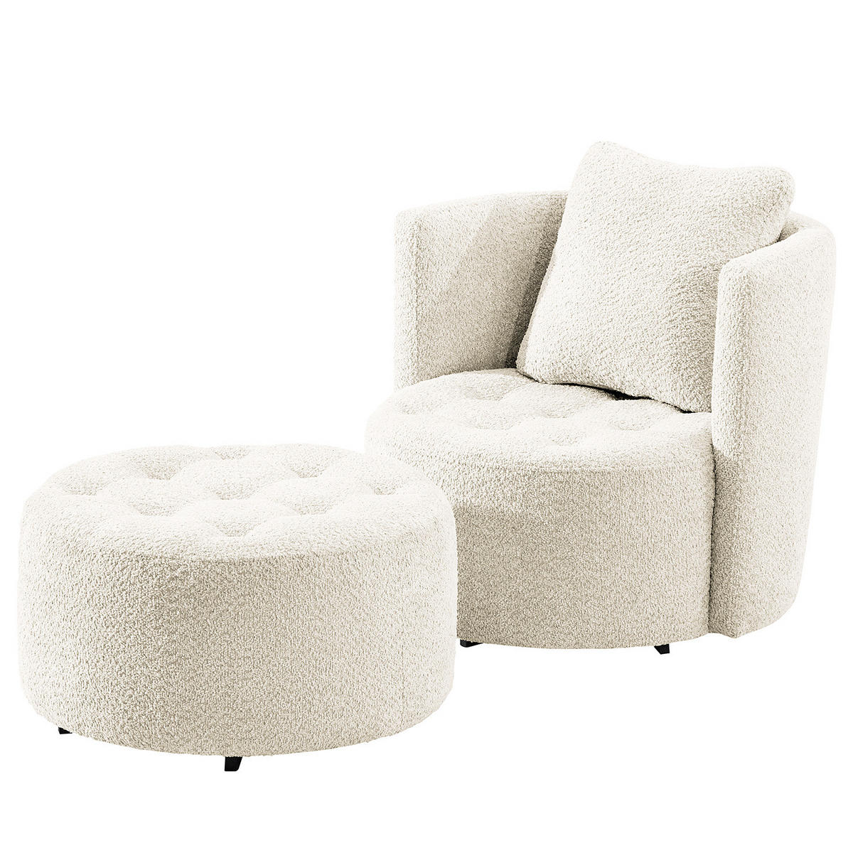 SESSEL - Schwarz/Weiß, Textil (65/65/40cm) - home24