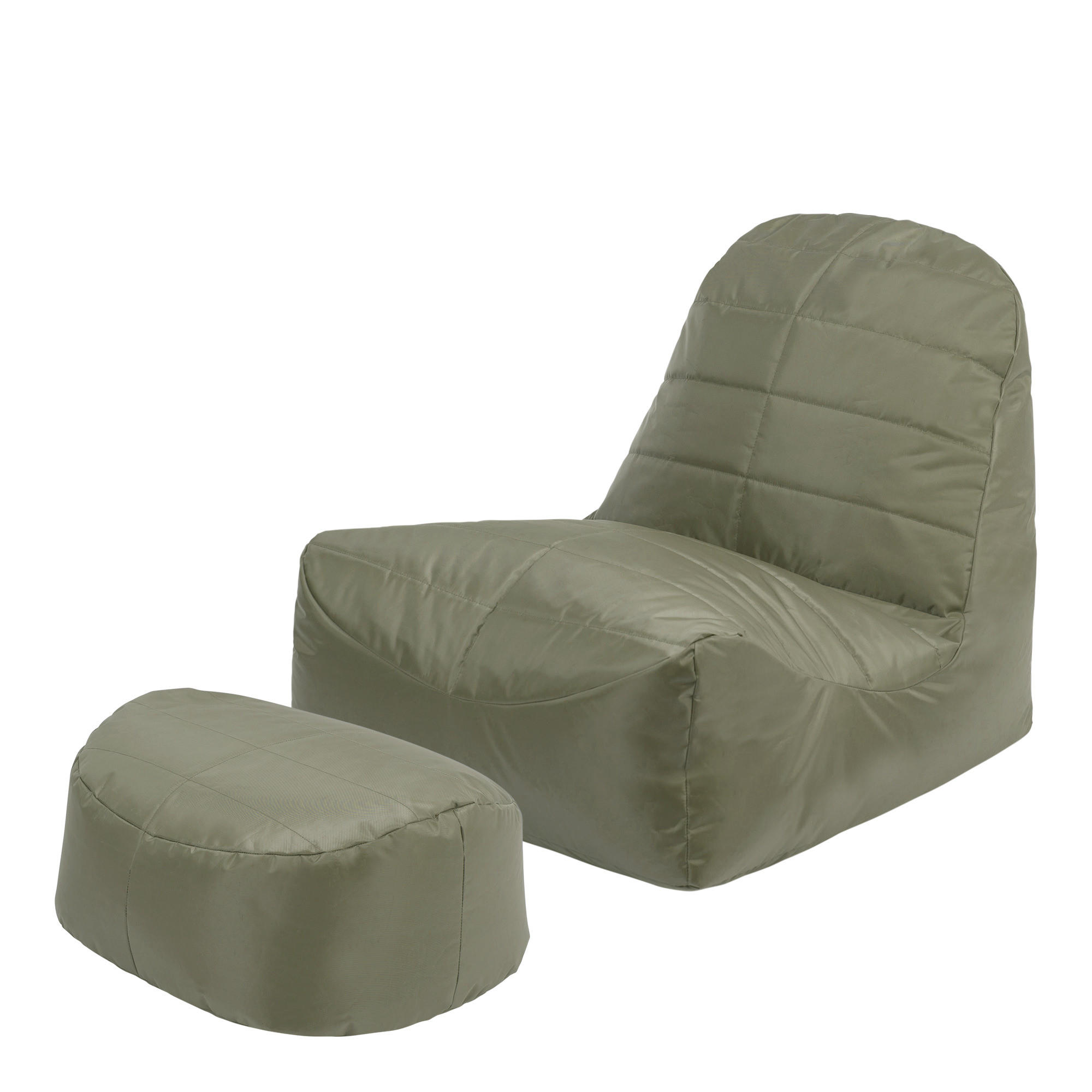 SITZSACK mit Rückenlehne + Hocker - Grün, Kunststoff (68/31/54cm) - Veeva