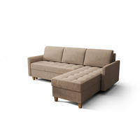 ECKSOFA KONGO RBN08, Eckcouch in L-Form mit Schlaffunktion, Farbe: Beige, Velourstoff, Ottomane Rechts - Beige, Textil (240/180cm) - O-Sofa