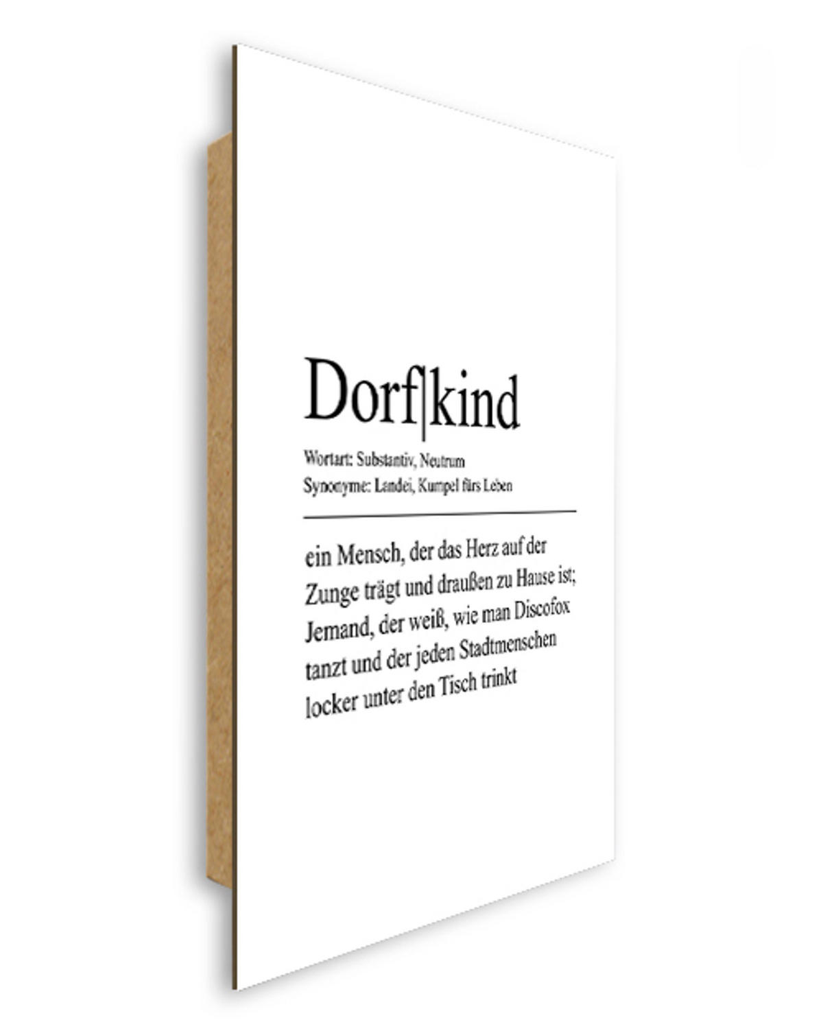 BILD 29x41 cm Dorfkind Definition Typografie - Weiß, Holzwerkstoff (29/41/2cm) - artissimo