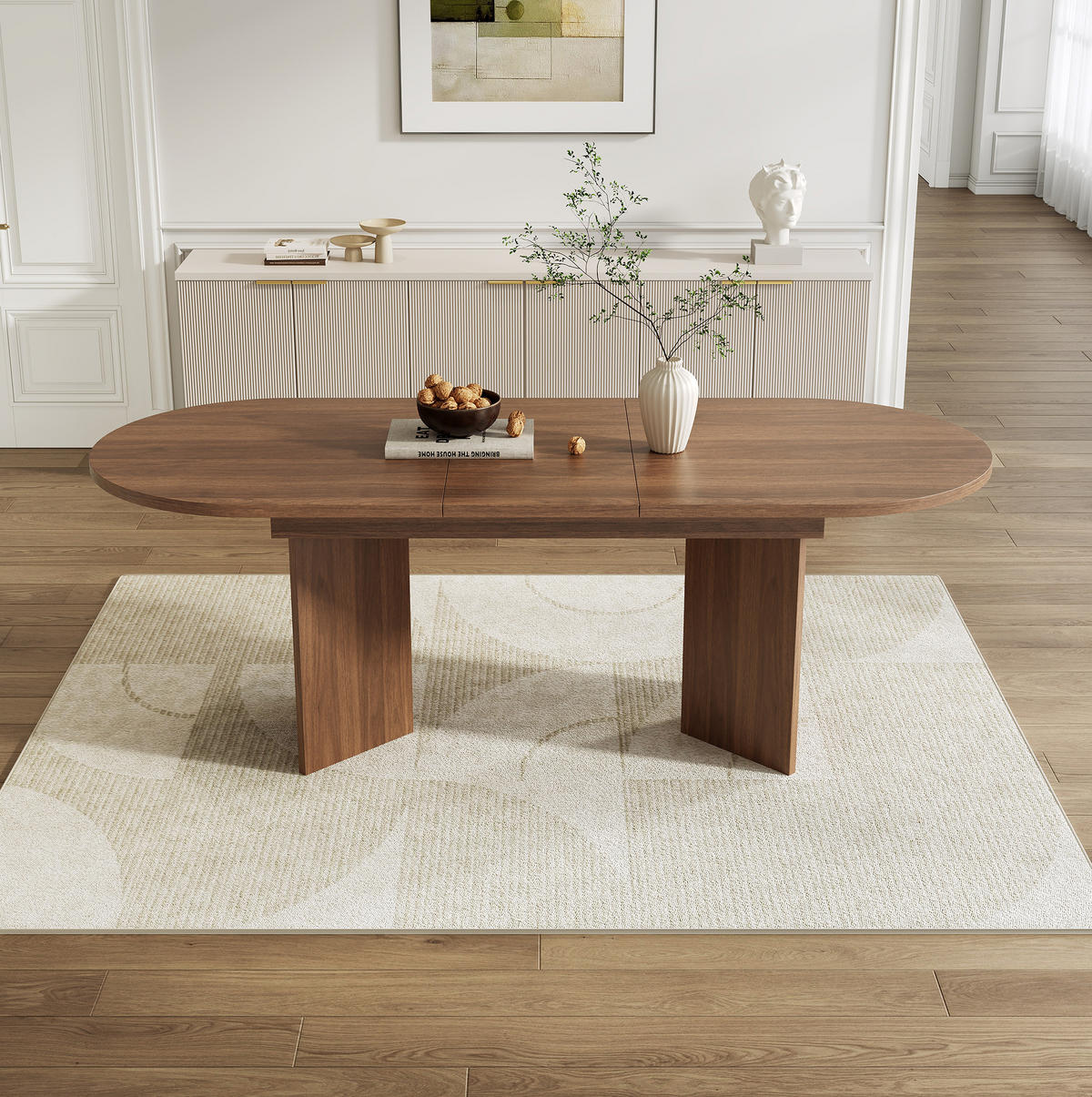 ESSTISCH 160/80/75 cm nussbaumfarben aus MDF mit Ausziehfunktion - Walnussfarben, Holzwerkstoff (160/80/75cm) - OKWISH