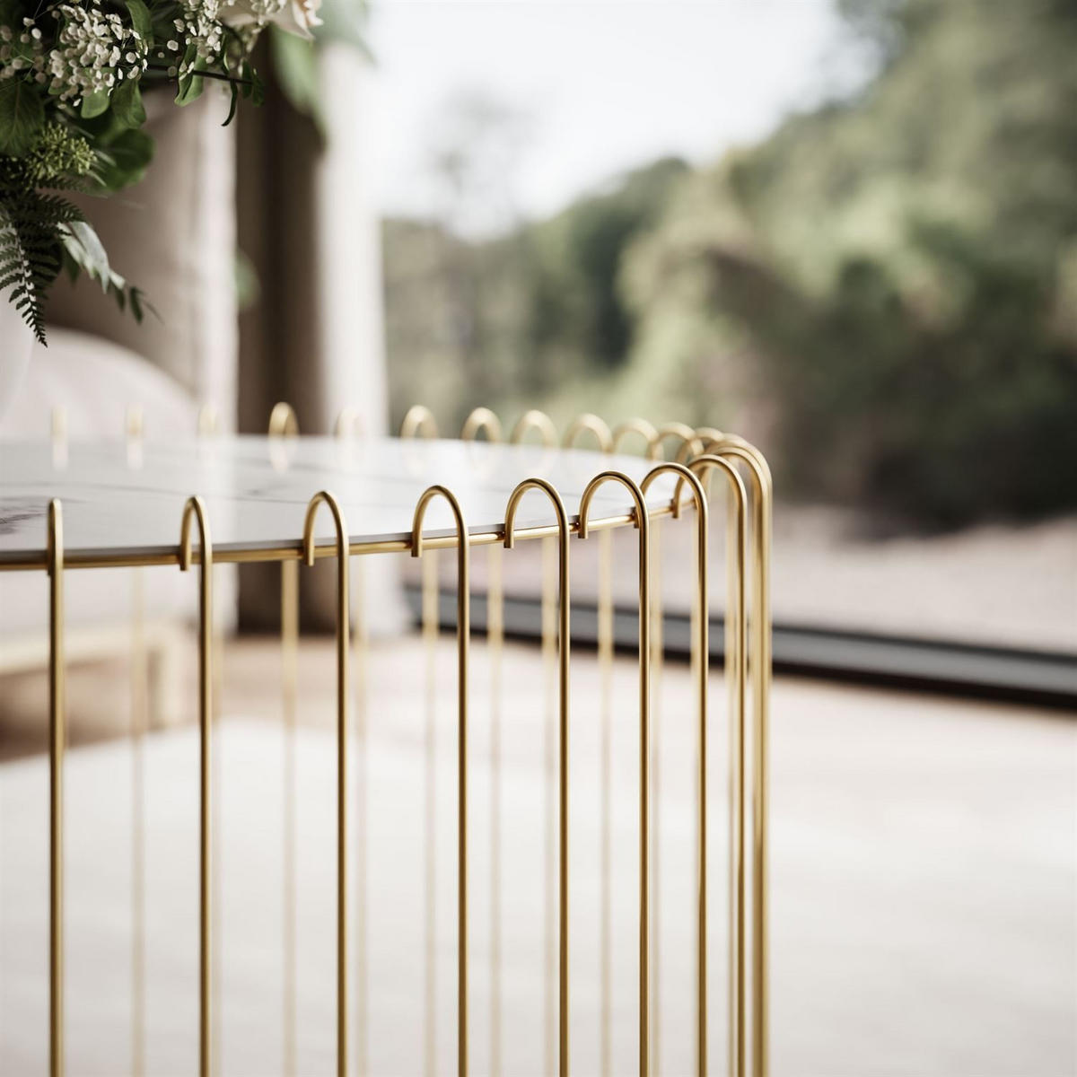 COUCHTISCH MARBELLE mit Marmorplatte, weißer Marmor/Gold - Weiß, Metall (60/60/39cm) - Lookway