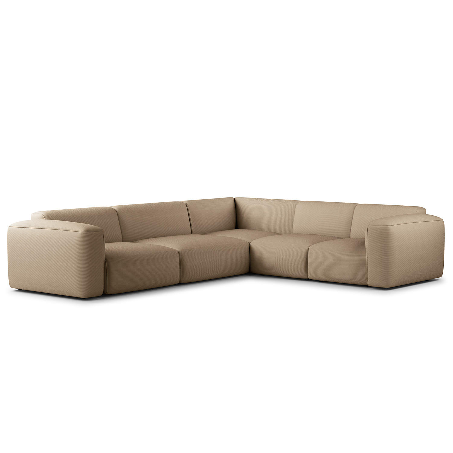 ECKSOFA mit Rundecke - Taupe/Schwarz, Kunststoff/Textil (325/260cm) - home24