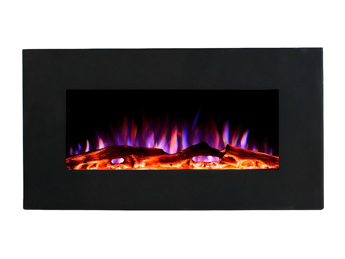 KAMIN - 84 cm x 14 cm - glas - schwarz Chandela - Schwarz, Glas (84/45/14cm) - Vente-Unique