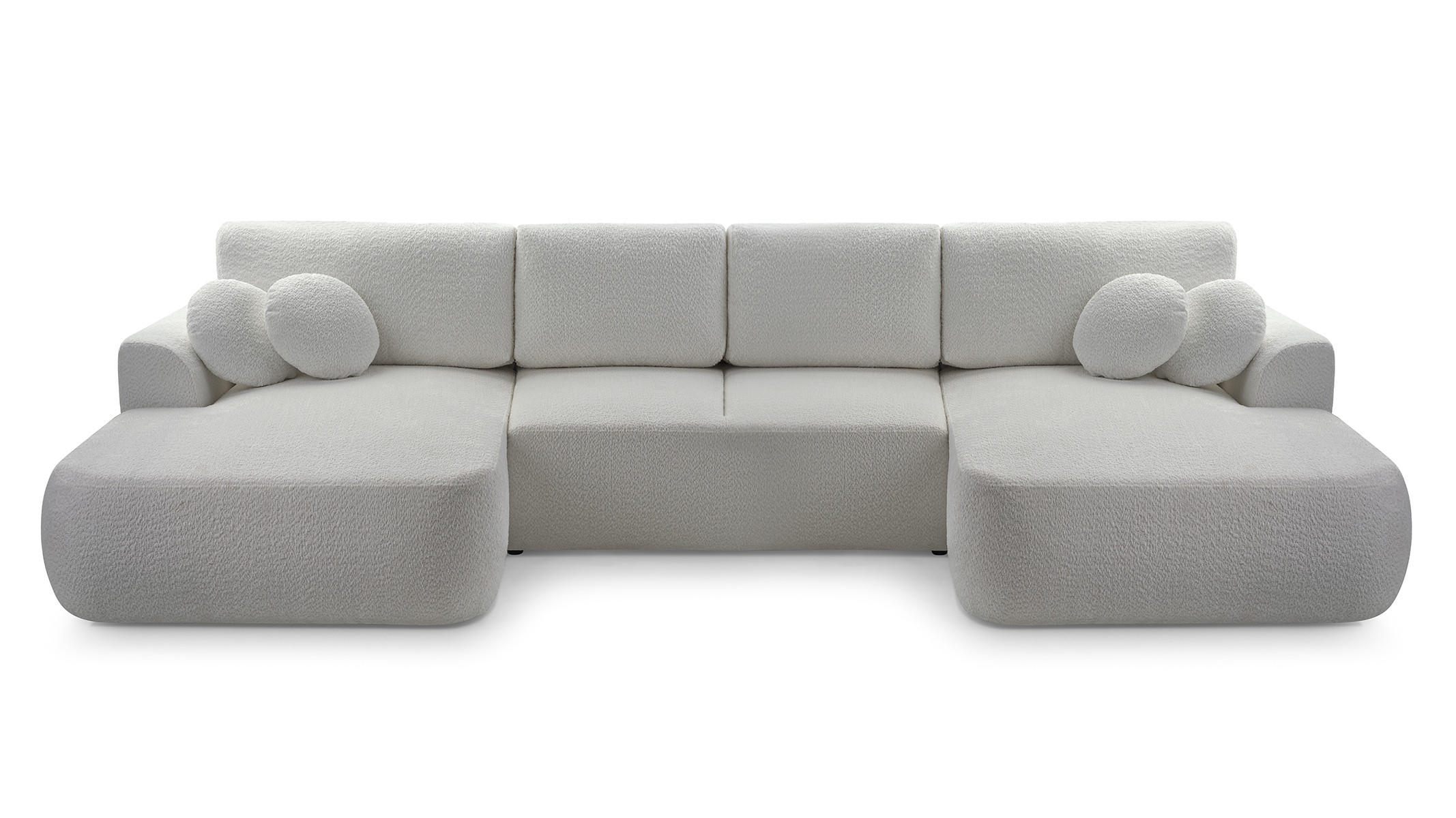 WOHNLANDSCHAFT FILO Grau Boucle-Stoff mit Schlaffunktion - Grau, Holz (364/87/168cm) - MASSENO