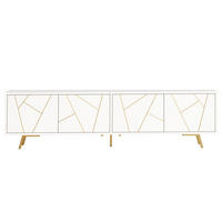 TV-LOWBOARD holzwerkstoff in weiß mit gold-details, 4 türen - Weiß, Holzwerkstoff (190/51.5/40cm) - Urban Meuble