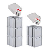 EUROBOX 5x Nextgen Economy Mit Scharnierdeckel Grau/Rot Griffe Geschlossen 30 Liter - Rot, Kunststoff (30/32/40cm) - PROREGAL