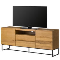 TV-LOWBOARD - Echtholzfurnier / Eisen, Breite 165 cm - Eichefarben/Schwarz, Holzwerkstoff (165/67/40cm) - home24