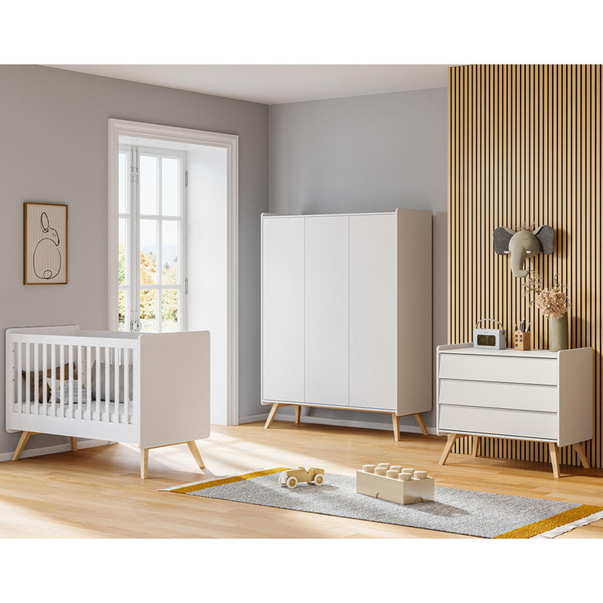 BABYZIMMER 3-teilig Vintage Weiß - Weiß, Holzwerkstoff (125/103/65cm) - Petits-meubles