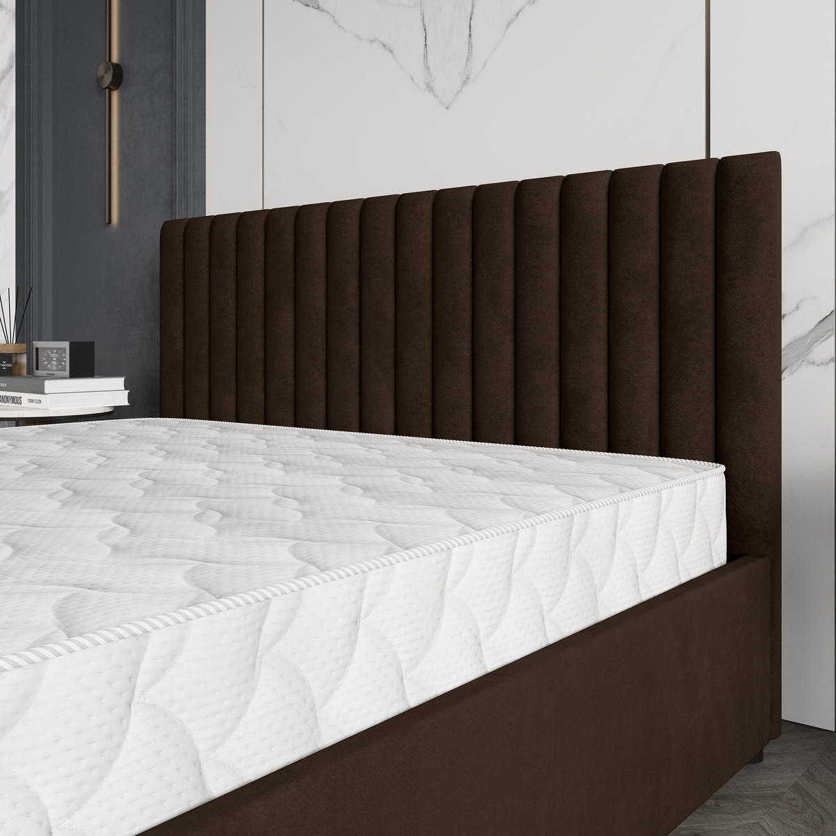 POLSTERBETT CARMIA 160x200 cm mit Bettkästen - Braun - Braun, Holz (172/200cm) - MASSENO