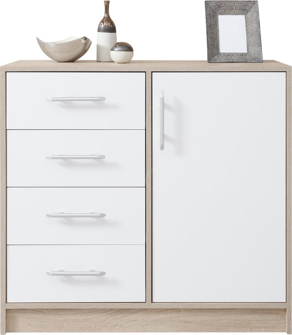 KOMMODE VANO 90/84/40cm mit 4 Schubladen 1 Türen Sonoma Eiche - Sonoma Eiche, Holzwerkstoff (90/84/40cm) - MASSENO