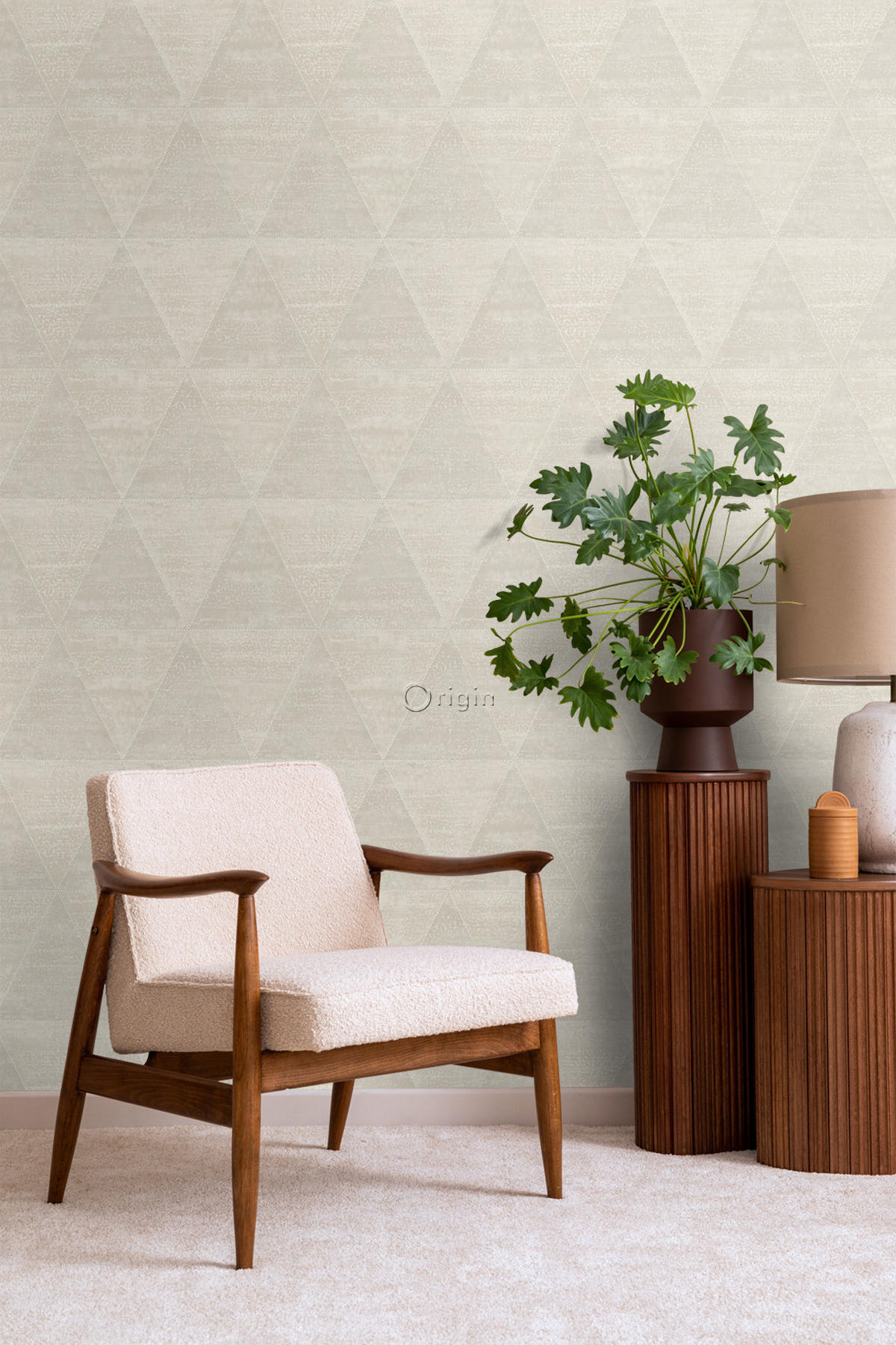 TAPETE verwitterte Metalldreiecke 53 cm x 10.05 m - Beige, Papier (53/1000cm) - Origin Wallcoverings
