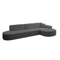 ECKSOFA Ottomane Rechts MARI-L2 - 317x163x73,5 cm Grau Bouclé - Schwarz/Grau, Holzwerkstoff/Kunststoff (317/163cm) - ALTDECOR
