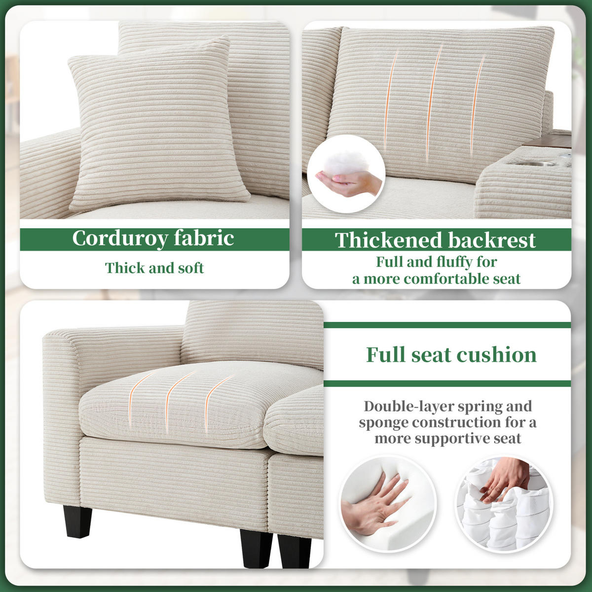 ECKSOFA 229/83/149.5 cm Beige aus Cord mit Stauraum - Beige, Textil (149.5/229cm) - OKMYHOME