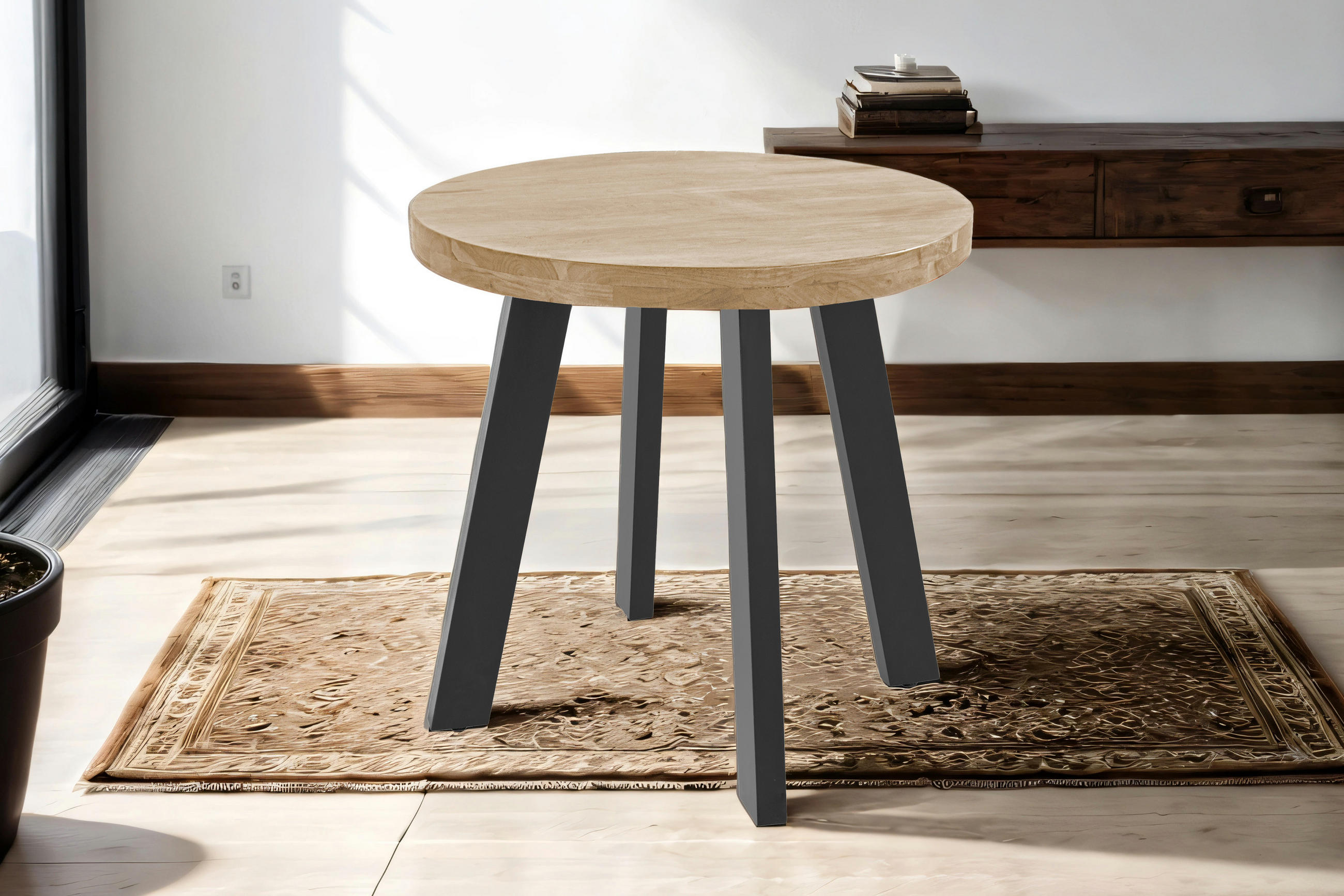 ESSTISCH SOPHIA - Beige/Schwarz, Holz/Metall (80/80/78cm) - SAM
