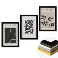 WANDBILDER 3er-Set - 20x30 cm Schwarzer Rahmen - Abstrakte Pflanzenmuster - Schwarz, Kunststoff (20/30cm) - ArtPrintCave