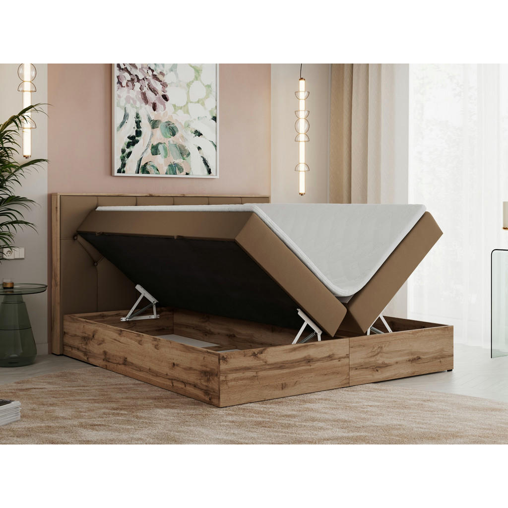 Thumbnail - MKS Boxbett, Braun, Textil, 2-Sitzer, H3, Rechteckig, 140x200 cm, Schlafzimmer, Betten, Boxspringbetten