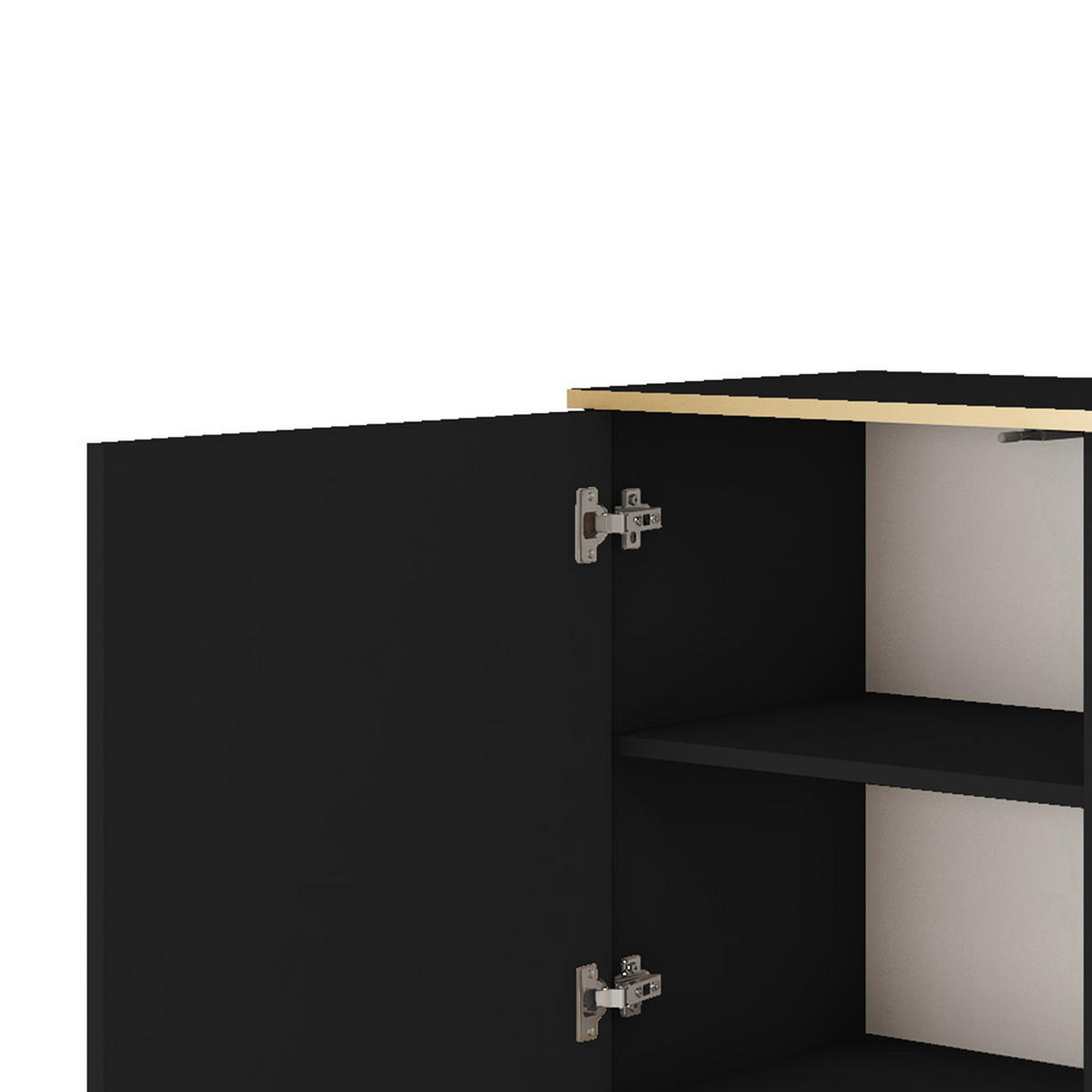 KOMMODE ORO - K-160, 2-Türen, 2-Schubladen, Push-to-Open 160x39x85 cm Schwarz/Schwarz - Schwarz, Holzwerkstoff/Kunststoff (160/85/39cm) - DomoHome