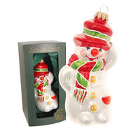 CHRISTBAUMSCHMUCK Schneemann mit Hut Weiß 16cm (Glas / 1 Stk.) - Weiß, Glas (7/16/5cm) - Krebs Glas Lauscha