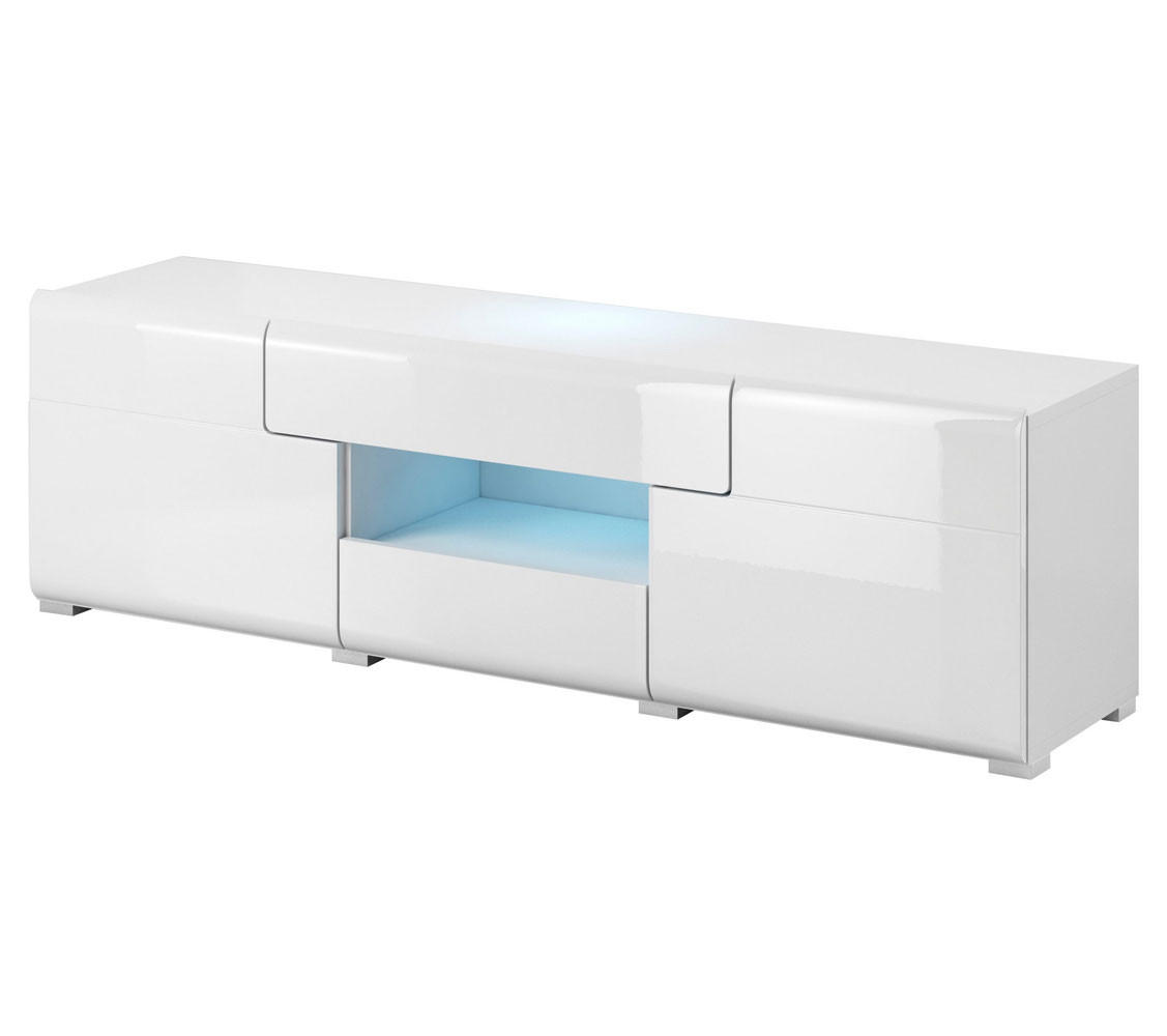 LOWBOARD Tartu weiß Hochglanz 159 / 39 / 48cm - Weiß Hochglanz/Weiß, Holzwerkstoff (159/48/39cm) - Feldmann-Wohnen